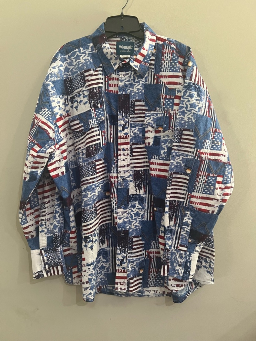 Wrangler Mens Shirt Pearl Snap American Flag XXL